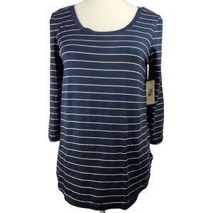 MAX Studio striped 3/4 sleeve nautical relaxed fit NWT shirt, Sz XS (PTP 18")